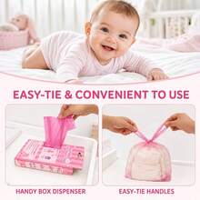 100pcs Disposable Baby Diaper Disposal Bags, Odor-Locking & Deodorizing Diaper Waste Bags For Home, Travel And Outings - Multicolor - View 6