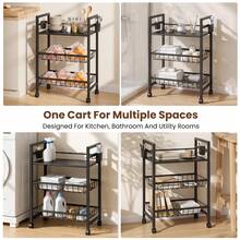 EZIFY Heavy-Duty 3-Tier Standing Shelf, 35kg Load Per Tier, Slim Space-Saving Rack With Lockable Casters, For Kitchen/Pantry/Utility Room. - 3-tier Large Capacity Storage Trolley - View 9