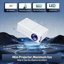 AOC Portable LCD Projector, Mini Beamer With Speakers And Remote, USB Connection, Compatible With Ios, Android, Windows And PS4 For Home Cinema, Gaming And Travel, HD Video Cable Not Included - White - View 5