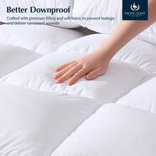 Edredón de lujo con relleno de plumón de ganso blanco, tamaño King, de la colección para hoteles, para todas las estaciones, con tejido ultra suave y transpirable, y 8 tiras en las esquinas, 106 x 90 pulgadas, color blanco. - Una almohada de talla única - Ver 5