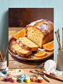 DIY Paint By Numbers Kit, Orange Pound Cake Still Life, Hand-Painted Oil Painting Canvas Wall Art Home Decor Gift - A - View 1