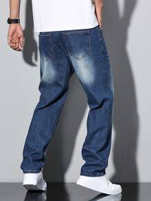 Tween Boys Elastic Waist Straight Leg Casual Denim Jeans With Pockets, All Season - Medium Wash - View 4