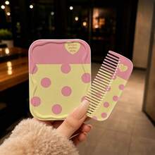 Portable Foldable Makeup Mirror, Integrated Mirror And Comb Handheld Mirror, 2-In-1 Mini Flip Cover Touch-Up Mirror, Cute Portable Comb - Multicolor - View 44
