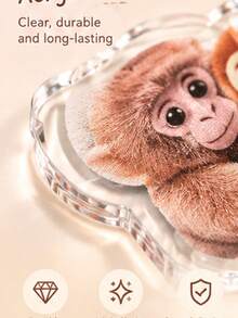 1PCCute Hugging Monkey Acrylic Keychain, Double Sided Print Animal Key Ring, Backpack Charm Gift For Friends - A - View 3