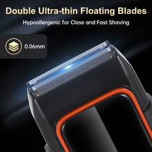 Hatteker 1pc Reciprocating Shaver For Men, Dual-Head Electric Razor, Multifunctional USB Rechargeable Beard Trimmer, Bald Head Shaver, Whitening Device - Multicolor - View 6