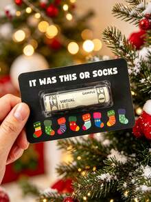 5/3/1pc, Fun Christmas Cash Envelope Greeting Cards, Choose This Or Socks Creative Prank Gift Card, Colorful Christmas Stocking Pattern Cash Card, Holiday Gift Card, Christmas Party Novelty Gift - Multicolor - View 2