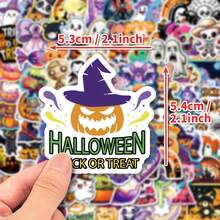 TOOUEE 100pcs Non Repeating Halloween Cartoon Pumpkin&Skeleton Theme Stickers Party Favors Vinyl Waterproof Holiday Party, Halloween Party Cartoon Stickers Decoration - View 2