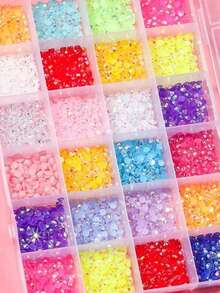 1 Box/15/24 Grid Resin Rhinestone Set 3D Shiny Crystal Sequins With Rhinestone Tray, Tweezers, Spoon, Suitable For DIY Nail Art, Tumbler, Shoes, Clothing, Resin Crafts Decoration - Multicolor - View 7