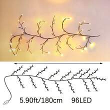 USB Brown Branch Light, Realistic Natural Dried Branch Style, Flexible Branches Can Be Bent And Reshaped As Desired, Easily Create Various Creative Shapes, Wall-Mounted Decor With Outstanding Atmosphere. USB Powered, Plug And Play, Equipped With Button Controller, Simple And Easy To Use. Available In 3 Specifications: 72LED, 96LED, 144LED, Total Branch Length 1.6m, 1.8m, 2.3m, LED Beads Evenly Distributed On Branches. - USB Tree Branch Lamp - View 14