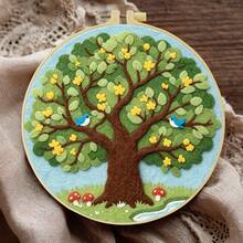 Needle Felting Kit For Beginners. 2D Flat Printing. Beautiful Trees . For New & Skilled Crafters. DIY Wool Painting Set. Includes Foam Mat, Felt, Hoop & Guide. Handmade Home Decor Ornament. 20x20cm/7.87x7.87in. - 20x20cm/7.87x7.87in - View 4
