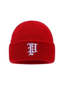 1pc Women's Fashion Versatile Solid Color Letter 3D Embroidered Knit Beanie Hat, Warm For Autumn/Winter, Suitable For Daily Wear And Outings - A - View 6