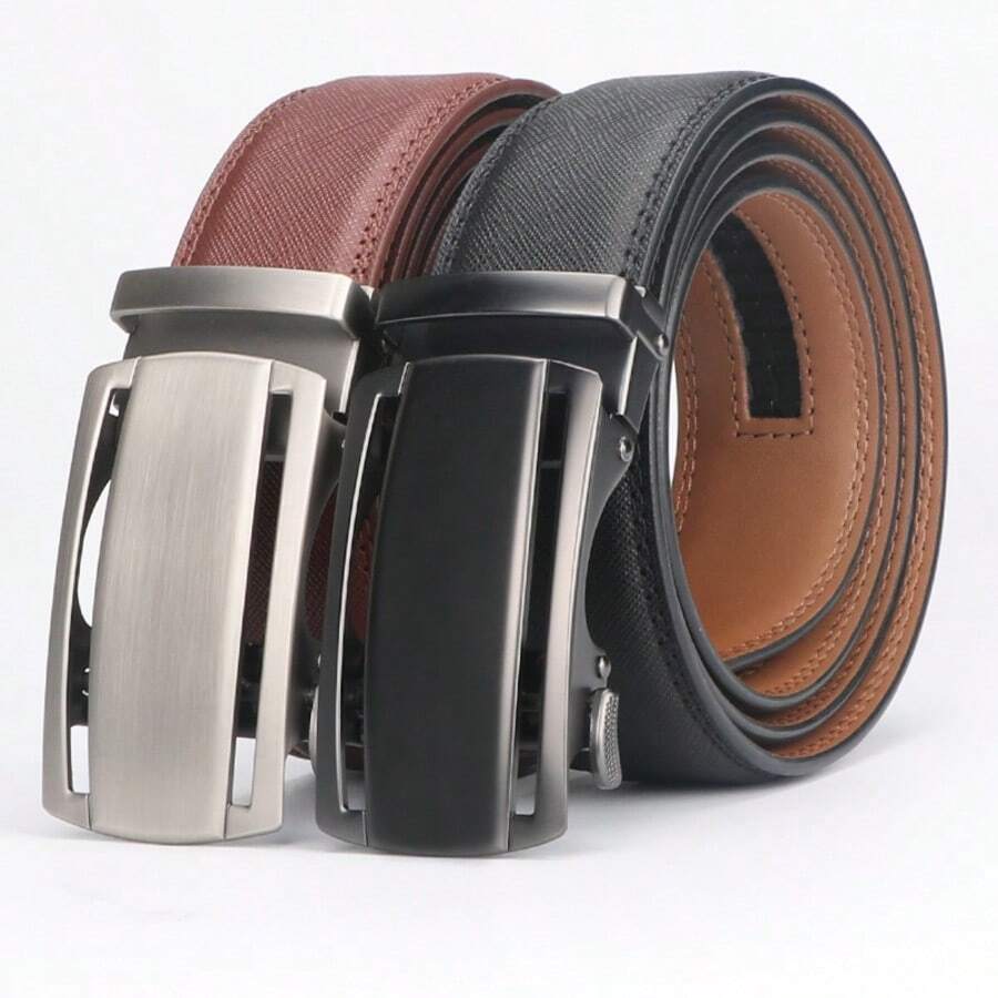 Set Men Automatic Deduction Belts Leisure Fashion Ratchet Belts For Men Pants Waistband