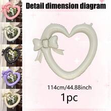 Bow Hollow Heart Photo Frame Foil Balloon, Available In Purple, Cream, Black, Caramel And Pink, Ins Style Decor Prop For Engagement, Wedding, Birthday Party Photo Backdrop - Multicolor - View 16