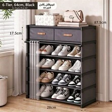 Rak Sepatu Bertingkat dengan Tirai, Lemari Sepatu, Rak Penyimpanan dan Pajangan, Lemari Sepatu dengan Laci dan Tirai, Lemari Sepatu Kapasitas Besar, Cocok untuk Penggunaan Dalam dan Luar Ruangan, Cocok untuk Pintu Masuk, Rumah, Dalam Ruangan, Hadiah Liburan, Hadiah Natal, Hadiah Anak-anak - MultiWarna - View 13