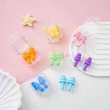 1 Pair Multi-Color Foam Earplugs With Portable Transparent Plastic Storage Box, Cylindrical Soft Slow Rebound Noise Canceling Earplugs For Sleep, Travel, Study, Party - Multicolor - View 3