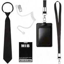 Agent Costume Set, Halloween Black Outfit Accessories, Unisex - Multicolored - View 4