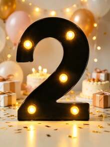 16cm Light Up LED Marquee Number Sign, Warm White Battery‑Operated Digit Light, Tabletop Decor Number Light, 16th 18th 21st 30th 40th 50th Birthday Wedding Proposal Anniversary Christmas Xmas Holiday Party Photo Backdrop Decor Number Night Light - 16cm Black - View 29