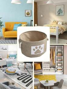Foldable Pet Storage Box, Suitable For Cats And Dogs, With Handles, Pet Toy Organizer Box, Ideal For Home Toy Box/Storage Box, Pet Supplies Storage Basket - Brown - View 4