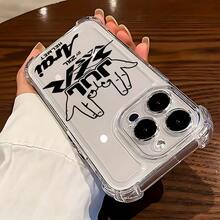 街頭嘻哈手勢符號 Rapper JuL C'est Pas Des Lol 印花黑色手機殼，防震磨砂背蓋，全包覆硬殼保護殼，適合日常使用 - 彩色 - 查看 3