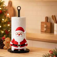 Christmas Theme Vertical Kitchen Paper Towel Holder, Available In Santa Claus And Christmas Tree Styles, Holiday Design, Paper Towels Not Included, Desktop Vertical Kitchen Paper Roll Holder, Christmas Home Desktop Atmosphere Decoration - Multicolor - View 2