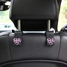 2pcs Leopard Print Heart Car Seat Back Hooks, Hidden Multifunctional Creative Small Hooks - A - View 11