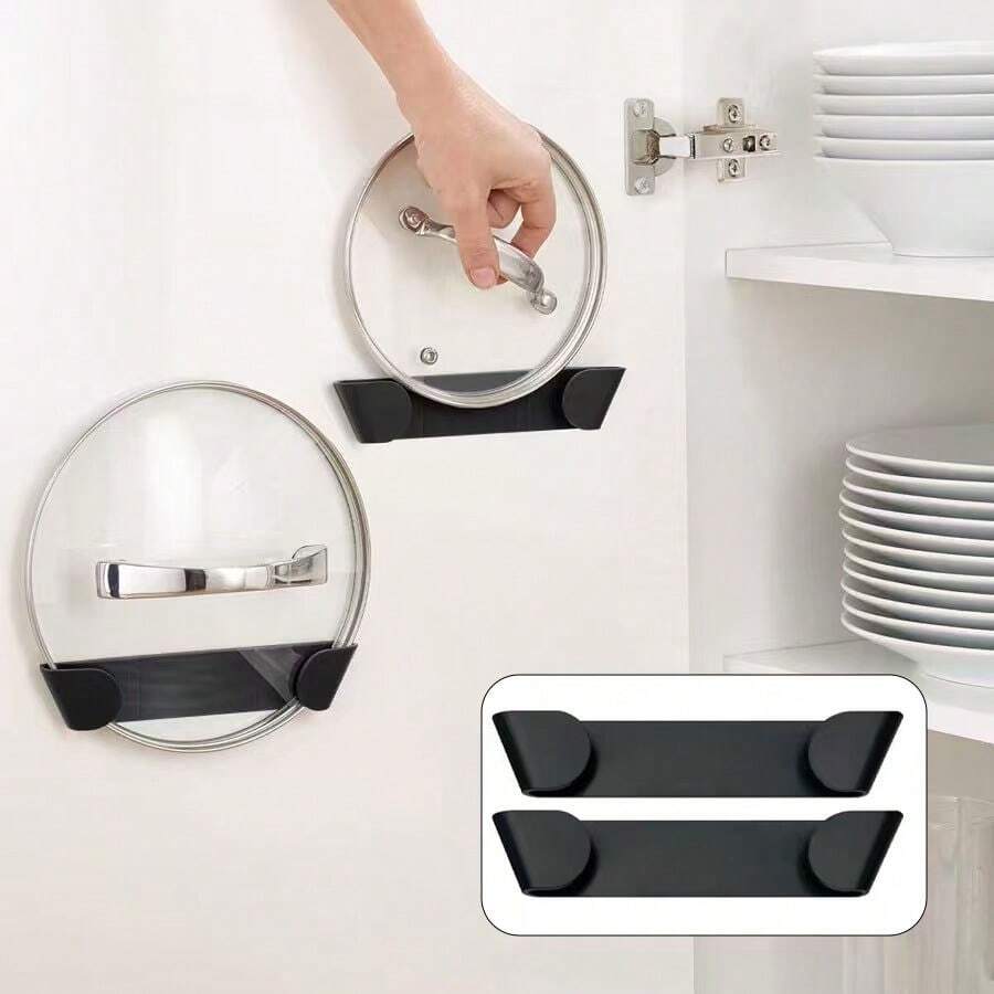 3 Pieceswall Mounted Pot Lid Storage Rack, Suitable For Various Pot Lids, No Need For Punching And Comes With Adhesive Backing. Wall Mounted Kitchen Storage Rack, Can Hold Pot Lids, Circular Cutting Boards, And Cutting Boards - View 1