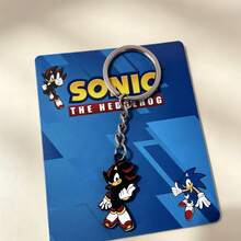 1pc Sonic Style Cartoon Metal Keychain, Video Game Character Pendant Key Ring For Backpack Purse Bags, Cool Gift For Fans & Kids - Multicolor - View 18
