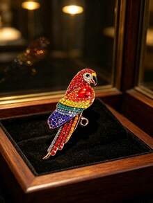 Creative Full Rhinestone Rainbow Parrot Brooch, Versatile Garment Brooch, Exquisite Gift For - Colorful - View 7