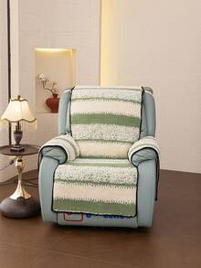1 cái vỏ bọc sofa đơn thanh lịch, bảo vệ sofa đơn phối màu patchwork, có dây buộc cố định, vỏ bọc sofa chống trượt dùng cho mọi mùa, vỏ bọc trang trí chống bụi cho sofa phòng khách, phù hợp nhiều kiểu sofa đơn và sofa recliner - màu vàng nhạt - Xem 2