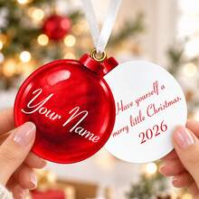 Label Hadiah Bola Natal Merah Kustom, Kartu Ucapan Liburan dengan Nama dan Pesan yang Dipersonalisasi, Label Hadiah Bergaya Ornamen Meriah yang Elegan untuk Pembungkus Hadiah, Dekorasi Kotak Hadiah Natal 2026 yang Disesuaikan, Teks yang Dapat Disesuaikan sebagai Kenang-kenangan Natal untuk Keluarga dan Teman - MultiWarna - View 5