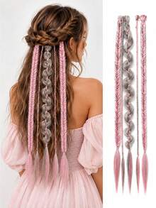 18 Inch Synthetic Wig Braid Headband With Clip On Hair Accessories, Bohemian Style Suitable For Girls To Use - Multicolor - View 11