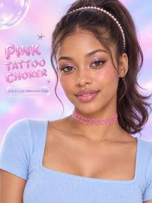 2pcs/Set Tattoo Choker Necklace, Y2K Elastic Jewelry, Flexible Elastic Plastic Material, Stretchable Up To 18 Inches, Skin-Friendly, Halloween Gift - 2pcs - View 6