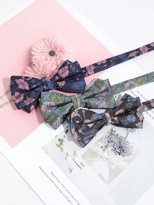1PC Fashion Men's Exquisite Floral Pattern Bowknot, Comfortable And Versatile, Suitable For Daily Wear, Shopping, Banquet, Party, Date - Pink - View 2