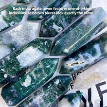 1pc Natural Moss Agate Tower - Multicolor - View 10