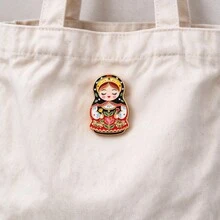 Cute Matryoshka Doll Enamel Pin, Russian Nesting Doll Lapel Brooch, Folk Art Decor Badge For Backpack Denim Jacket Hat, Lovely Gift For Man Women - Multicolor - View 9