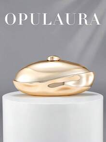 OpulAura 1件裝金色歐美風女款壓克力晚宴手拿包，不對稱方盒設計搭配拼色扣環，適合派對、宴會/婚禮、情人節 - 金色 - 查看 5