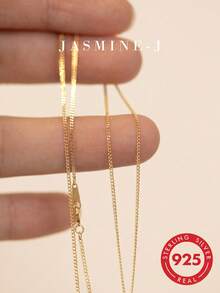1pc Women's S925 Pure Silver Gold Plated Side Chain Necklace, Fashionable Minimalist Design, Suitable For Daily Wear, Can Be Paired With Pendants And Layered With Other Necklaces - Side Chain - View 2