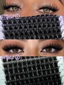 MAANGE 480 Clusters Cartoon Cat Eye Eyelash Extensions, Mixed Style Book Eyelashes, Thick Black Dramatic Eyelash Clusters, DIY Eyelash Extensions, Multi-Layer Voluminous Eyelash Clusters, Suitable For Daily, Party And Stage, Girls Gift, Halloween Gift, Party Eyelashes, Women Gift - D - View 7