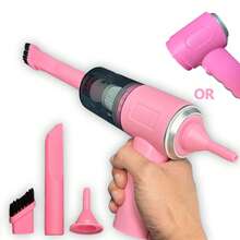 YAIUZGOO Portable Mini Car Vacuum Cleaner, 2-In-1 Handheld Vacuum & Air Blower, Cordless Rechargeable Dust Cleaner With Multiple Nozzles, Wet & Dry Cleaning Tool For Car Interior, Home, Keyboard, Sofa And More, Compact Car Essentials - Pink Body + Filter + Ultra-a Transparent Cover - View 9