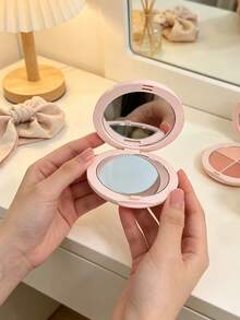 Portable Double Sided Compact Makeup Mirror Heart Quilted PU Pocket Mirror For Makeup Touch Up Travel Daily Use Bridesmaid Birthday Holiday Gift For Women DIOR - Pink - View 8