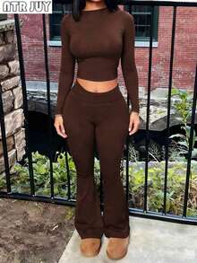 Women Two-Piece Outfits - Whole Grain Coffee - View 5