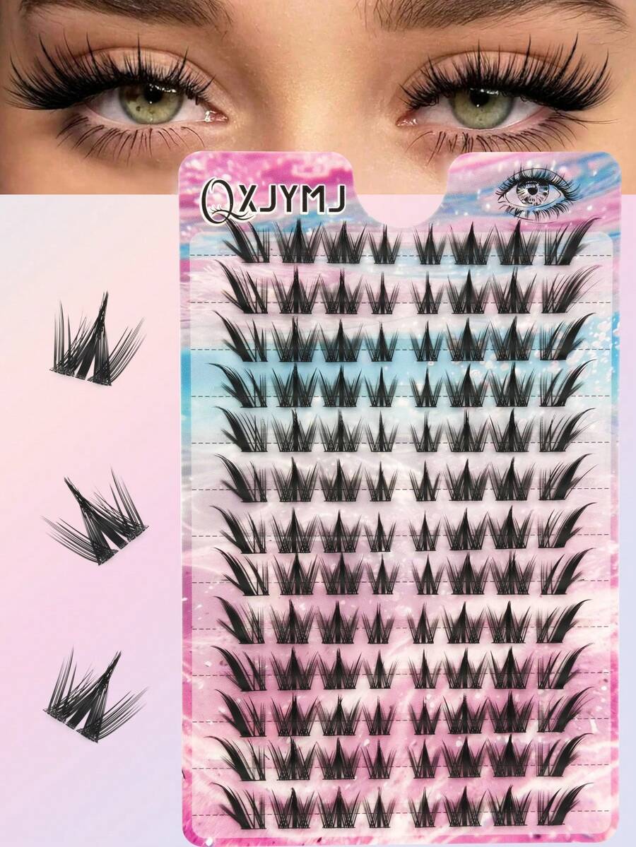 104pcs Korean Style Exquisite Black Anime False Eyelashes, C Curl Natural Dynamic Curly Design, Reusable For Beginners - C - View 1