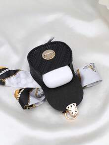 Holiday Gift Travel Bag Charm Accessory, Mini Transparent Earphone Pouch Pendant, Novelty Mini Silk Scarf Coin Purse - Black - View 6