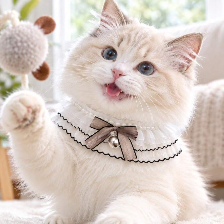 Handmade Cat & Dog Pet Accessories, Decorated With Bells And Pearls, Bow Shape, Suitable For Small To Medium Cats And Puppies, Holiday Gift For Pet Lovers, Christmas Gift. - Multicolor - View 1