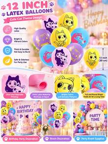 MASSDI Balon Lateks Bertema, Berwarna-warni dengan Gambar Karakter Gabby dan Cat, Sempurna untuk Pesta Ulang Tahun, Perayaan Hari Raya, Acara Bertema, Dekorasi Perjalanan Liburan, Latar Belakang Foto, dan Suvenir Pesta. - Balon lateks - View 6