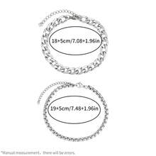 2pcs Stainless Steel Cuban Link Men's Bracelet, Minimalist Personalized Hip-Hop Style, Multi-Layer Stackable - Double-layer Bracelet - View 8