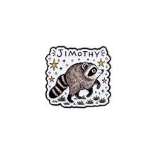 Cute Raccoon Jimothy Enamel Pin, Hand Drawn Style Animal Lapel Brooch, Star Grass Pattern Badge For Backpack Jacket Hat, Cute Gift For Man Women - Multicolor - View 14