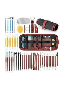 52/35/24/19/11/9 PCS Clay Sculpture Tool Set, A Combination Of Pottery Crafting Tools, Suitable For Pottery Painting, Carving, Shaping, And Creating Clay Handicrafts. It Is Suitable For Beginners, Amateur Artists, And Pottery Tool Users. - Sets - View 1