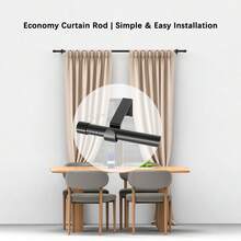 Lightweight, Minimalist Practical Black Curtain Rod Set, Spiral Splice Extension, Suitable For 23-80 Inch Windows, Can Install Lightweight Curtains, Sunshade Fabric, Gauze Fabric. Single Rod Curtain Rail, Wall-Mounted Installation. Suitable For Bedroom, Patio, Kitchen, Living Room, Dining Room, Office. Curtain Rod Comes With Hanging Rings And Clips - Black - View 8
