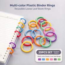 20/50 piezas de anillos de carpeta de hojas sueltas de plástico de colores surtidos, anillos de libro desmontables con cierre a presión, anillos de encuadernación desmontables multicolor para cuaderno, tarjetas de índice, planificador, manualidades DIY, suministros de papelería de oficina y escuela - Conjuntos - Ver 12